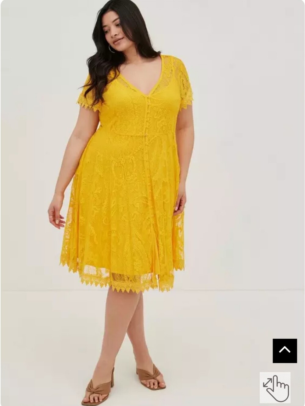 Torrid Plus Size 1x: Mini Lace Button-Front Shirt Dress Golden Yellow